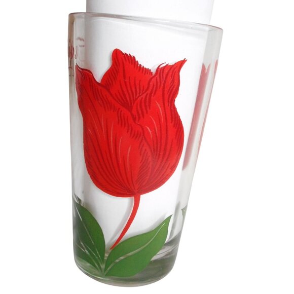 MCM Peanut Butter Drinking Juice Glass Boscul Tumbler Tulips Flowers Estate 5" - Picture 2 of 3